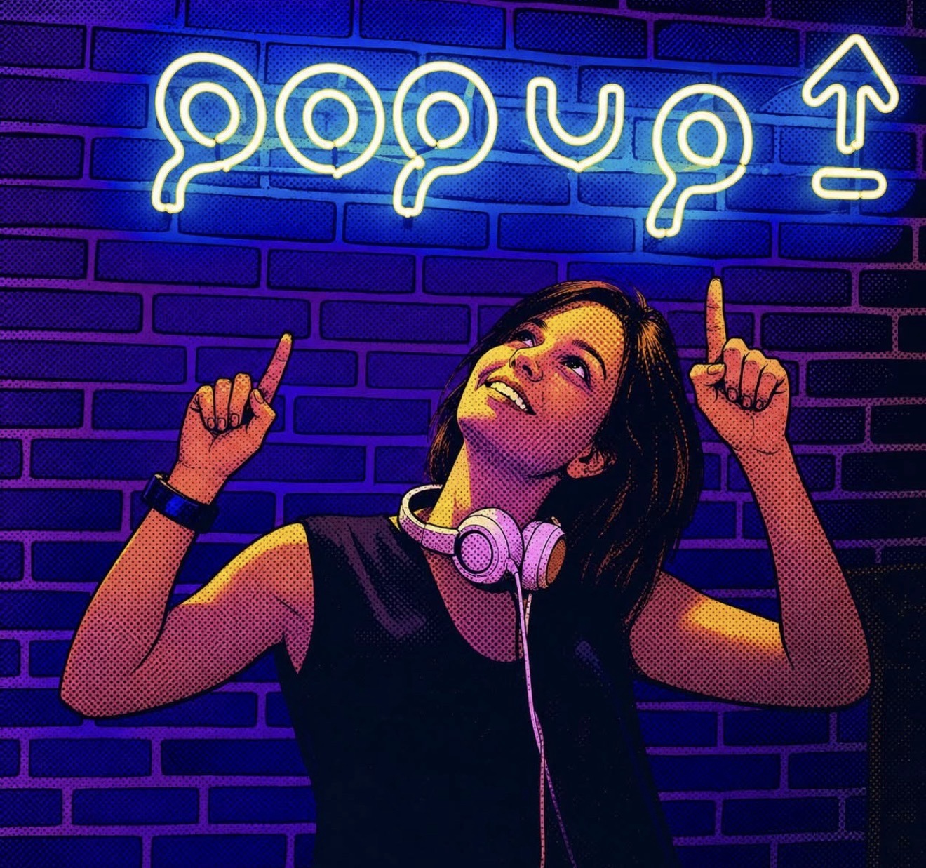 Miss M neon DJ artwork